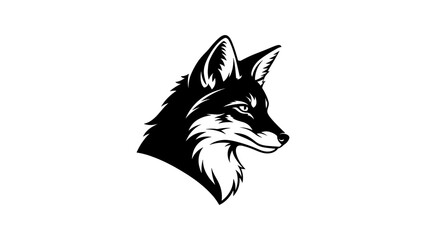Obraz premium Stylized coyote head silhouette design in black and white for logos and tattoos