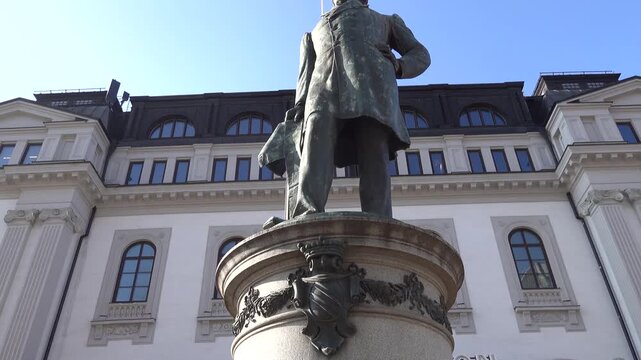 Stockholm, Sweden The main entrance of the Central train station and statue of Nils Ericson, a Swedish mechanical engineer who built canals and railways in Sweden