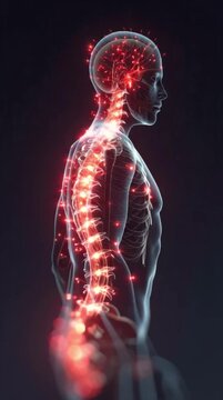 Human Body with Glowing Red Pain Point Illustration