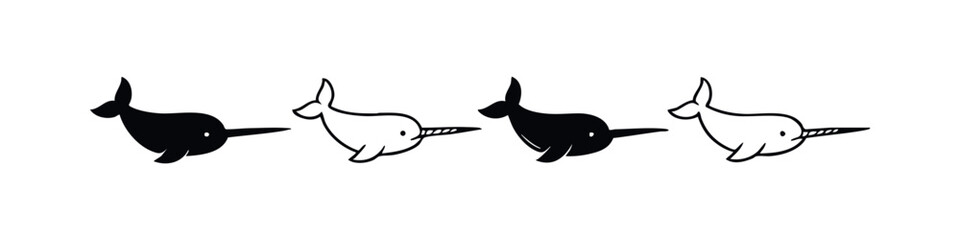 Playful Narwhal Cartoon Character Collection © liubomir118809