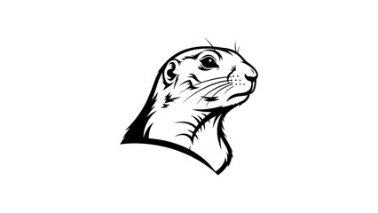 Elegant black and white otter head drawing in detailed style