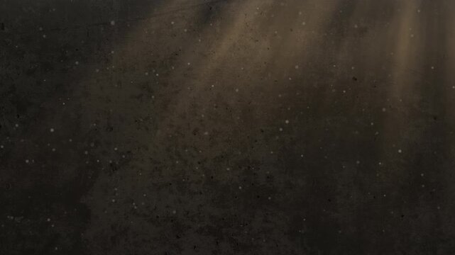 Orange toned concrete, stone wall background with animated light rays and subtle floating dust particles with fade-in effect. Grunge background ideal for dramatic, industrial or atmospheric scenes