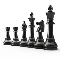 Chess black game white background.