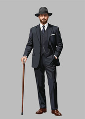 066-31-Skier performing a jump while skiing downhill, splashing snow © Lev