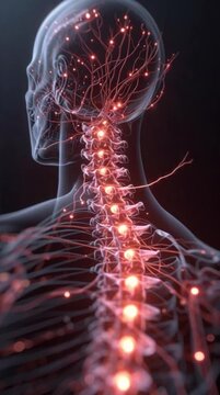 Human Body with Glowing Red Pain Point Illustration