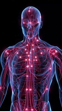 Human Body with Glowing Red Pain Point Illustration