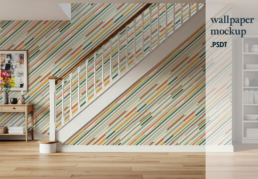 Staircase wallpaper design mockup