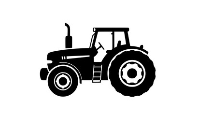 Obraz premium Farm Tractor Black Silhouette Vector Agriculture Machinery Icon Isolated on White Background