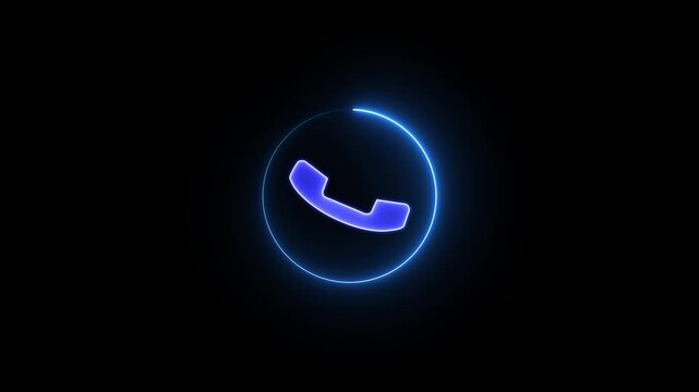 Glowing neon line Telephone handset icon isolated on black background. Phone sign. 4K Video motion graphic animation