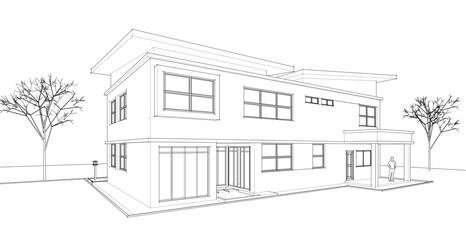 modern modular house 3d illustration	
