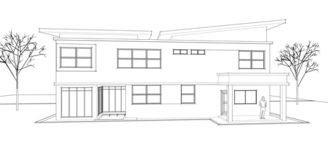 modern modular house 3d illustration	
