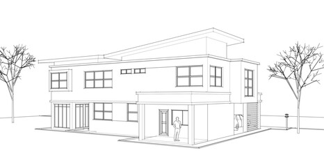 modern modular house 3d illustration	
