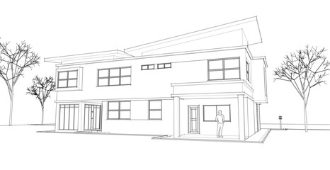 modern modular house 3d illustration	
