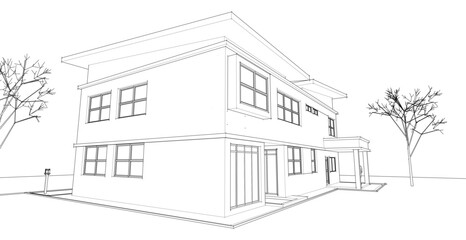 modern modular house 3d illustration	
