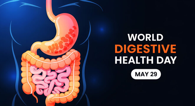 World digestive health day awareness illustration