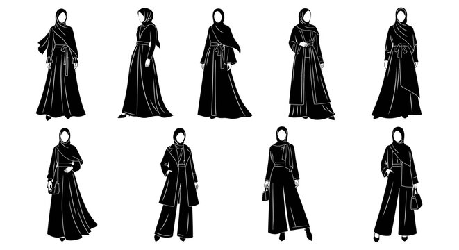 Black  White Silhouette Islamic Fashion and Hijab Styles