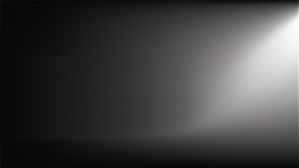 Black matte textured background with floating dust particles illuminated by soft light in the top right corner, creating a deep contrast between black and white. This abstract design emphasizes textur