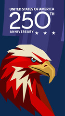 United states 250th anniversary celebration with eagle illustration