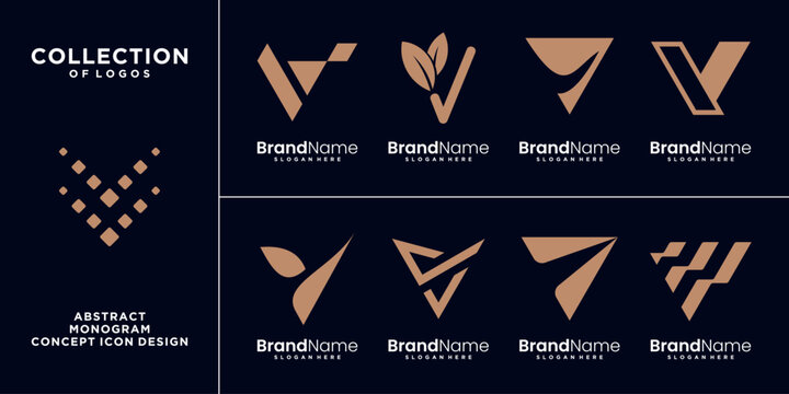Set of creative letter V logo design vector template.