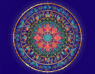 Fototapeta premium Intricate colorful mandala design inspired by Indian