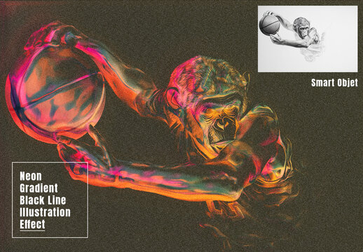Neon Gradient Effect for Black Line Illustrations