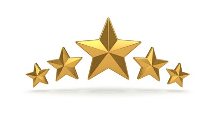 Five Gold Stars Rating Review Illustration