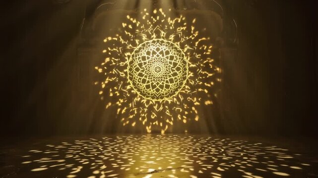 Golden Islamic Pattern Light Projection &ndash; Eid Background