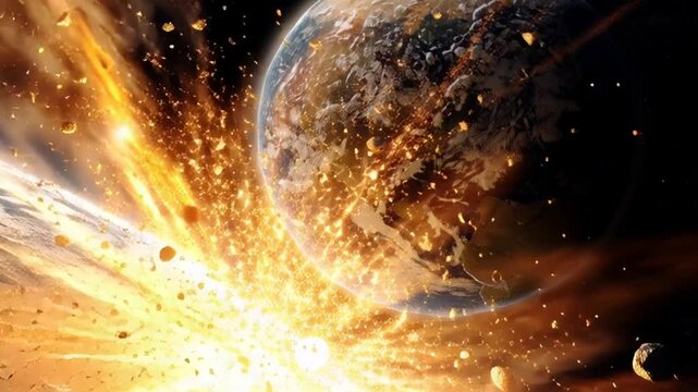 Asteroid Impact on Planet Earth Collision.