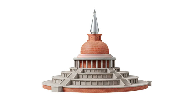 Buddhist Stupa with Brick Dome and Tiered Steps