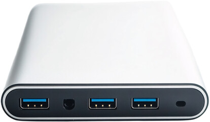 USB Charger Hub Isolated on White Background - Multi-Port USB Charging Station