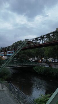 Wuppertal Schwebebahn suspended monorail over Wupper River Germany