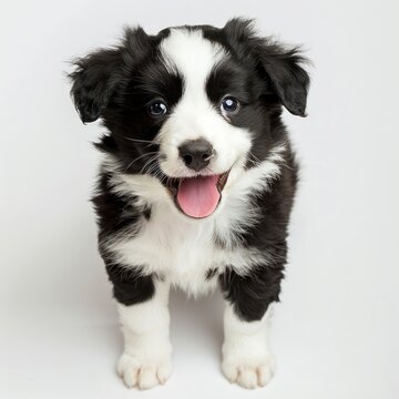 Super adorable typical black with white Border Colie dog pup mammal animal puppy.