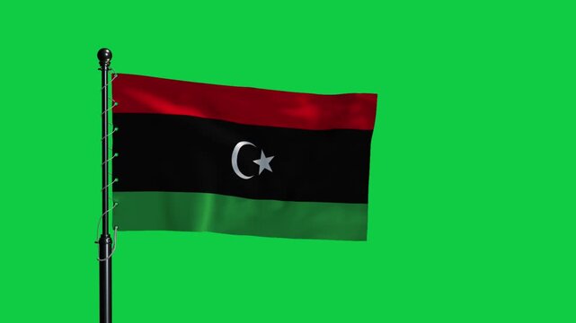 Libya Flag Waving Loop Animation Green Screen 4K