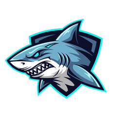 Naklejka premium Cartoon Shark Head with Open Mouth.