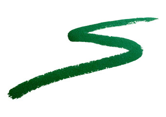 Green brushstroke forming curved s shape on transparent background PNG