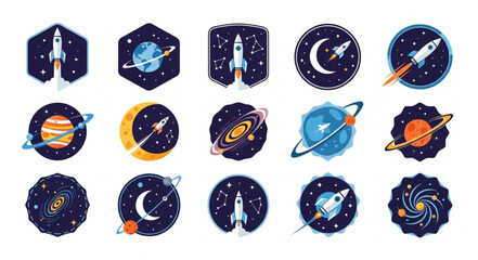 Collection of Space Themed Icons and Symbols. © Arga