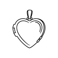 Obraz premium A minimalist line art illustration of a heart-shaped locket on a white background