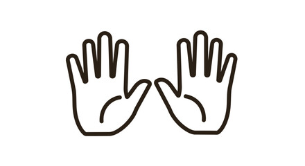 Simple vector graphic illustration featuring two open hands with palms facing forward in a clean design.