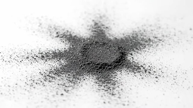 Black Powder Explosion on White Background.