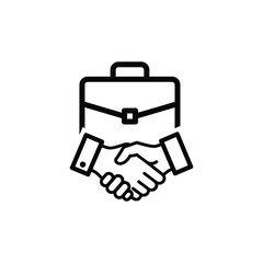 Professional handshake with briefcase illustration symbolizing business partnership and agreement
