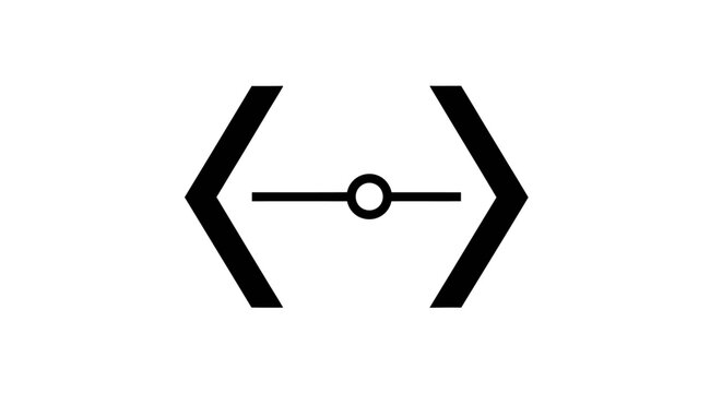Black and white code symbol icon.