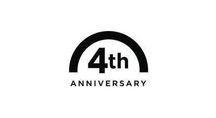 Minimalist black vector graphic celebrating a fourth year milestone anniversary event design element