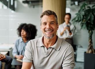 Portrait of a smart young businessman using a tablet computer in the office or classroom. Startup...
