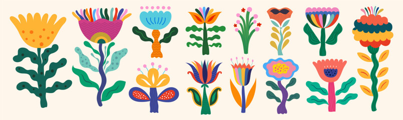 Naklejka premium Awesome decorative vector flowers. Floral elements. Flower posters