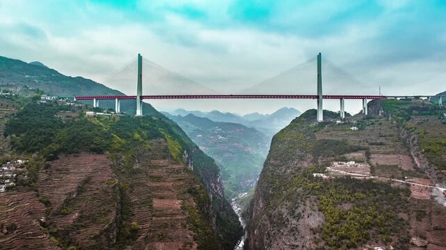 Beipanjiang Bridge Over Mountain Gorge, China