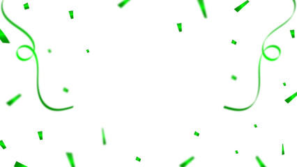 Green Confetti Streamers Festive Celebration Background, Minimal Green Party Confetti On White Background, Festive Green Streamers And Confetti Celebration Frame, Falling Green Confetti Party Decorati © Dream Graphics