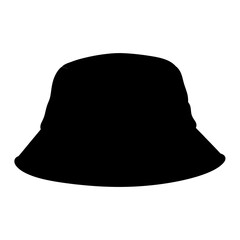 Fototapeta premium Black bucket hat silhouette isolated on white background for design.
