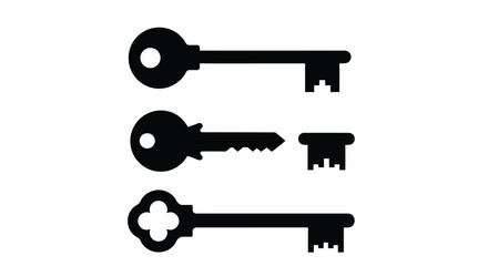 Set of black keys vector illustration design representing security, access, and unlocking important concepts.