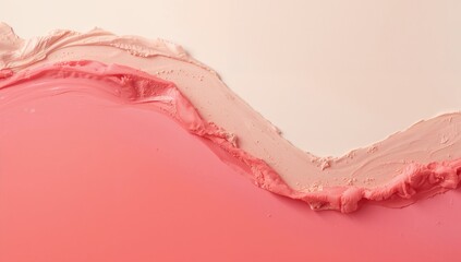 Fototapeta premium Abstract Colorful Waves of Pink and Cream Paint on a Canvas Surface