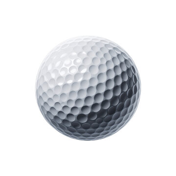 Gray and white golf ball on white background dimples